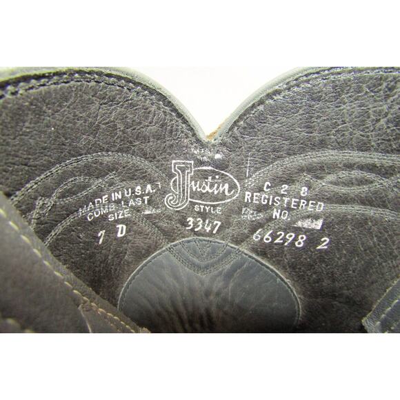 JUSTIN Mens Size 7 D Gray Leather Western Cowboy Roper Boots main image 8